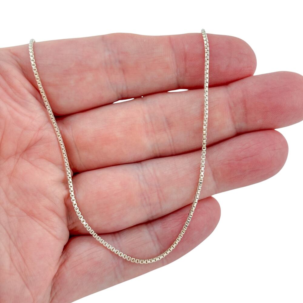 Vintage Italy Sterling Silver 925 Box Chain Necklace 16"